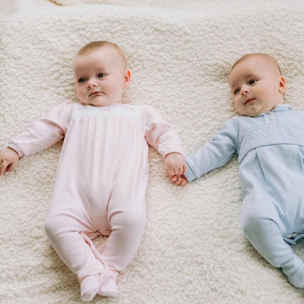 Emile et Rose-Girls Soft Pink Floral Sleepsuit | Childrensalon Outlet