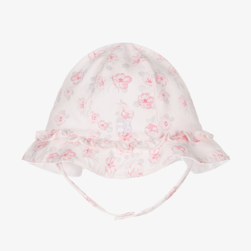 Emile et Rose-Girls Soft Pink Floral Sun Bonnet | Childrensalon Outlet
