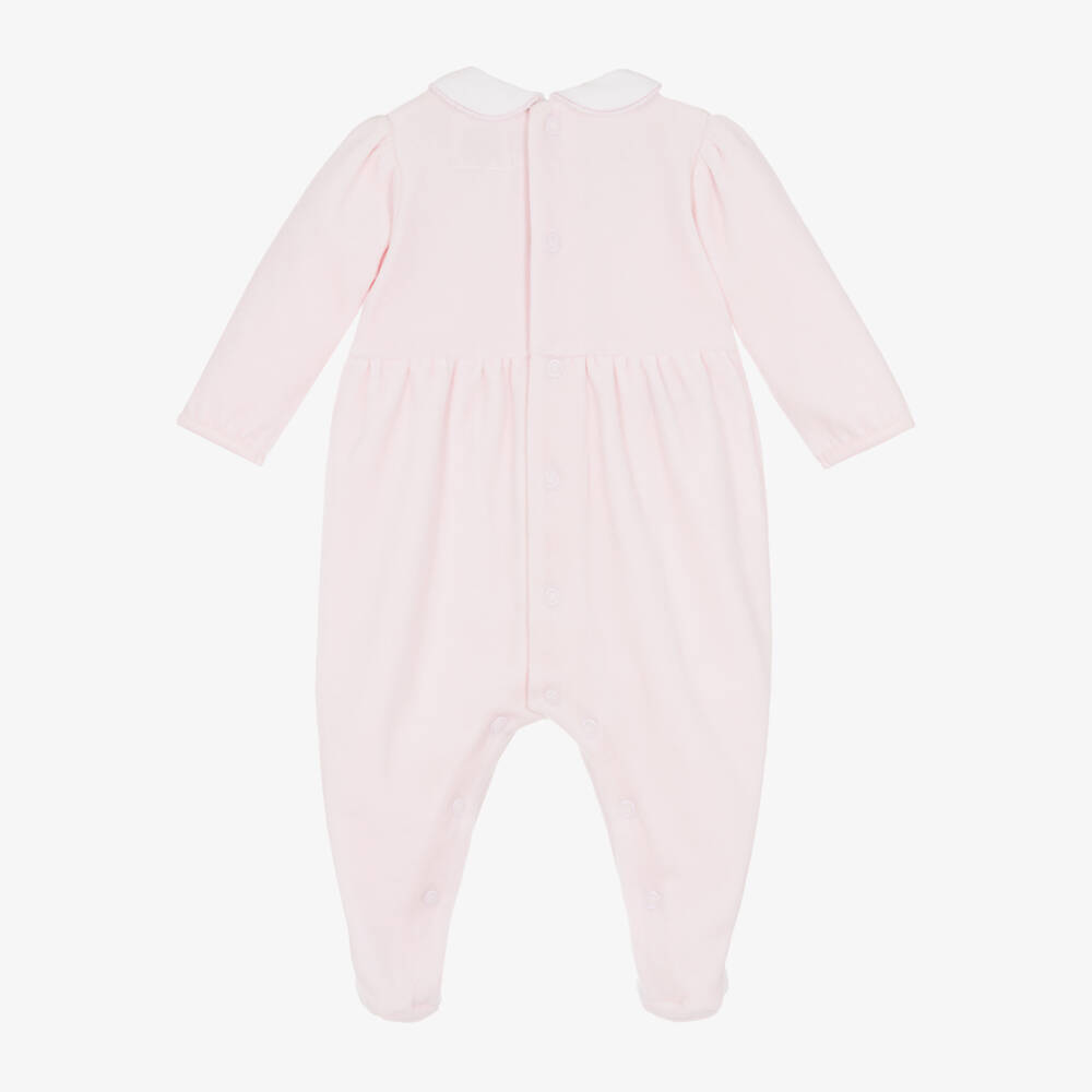 Emile et Rose-Girls Soft Pink Velour Onesie | Childrensalon Outlet