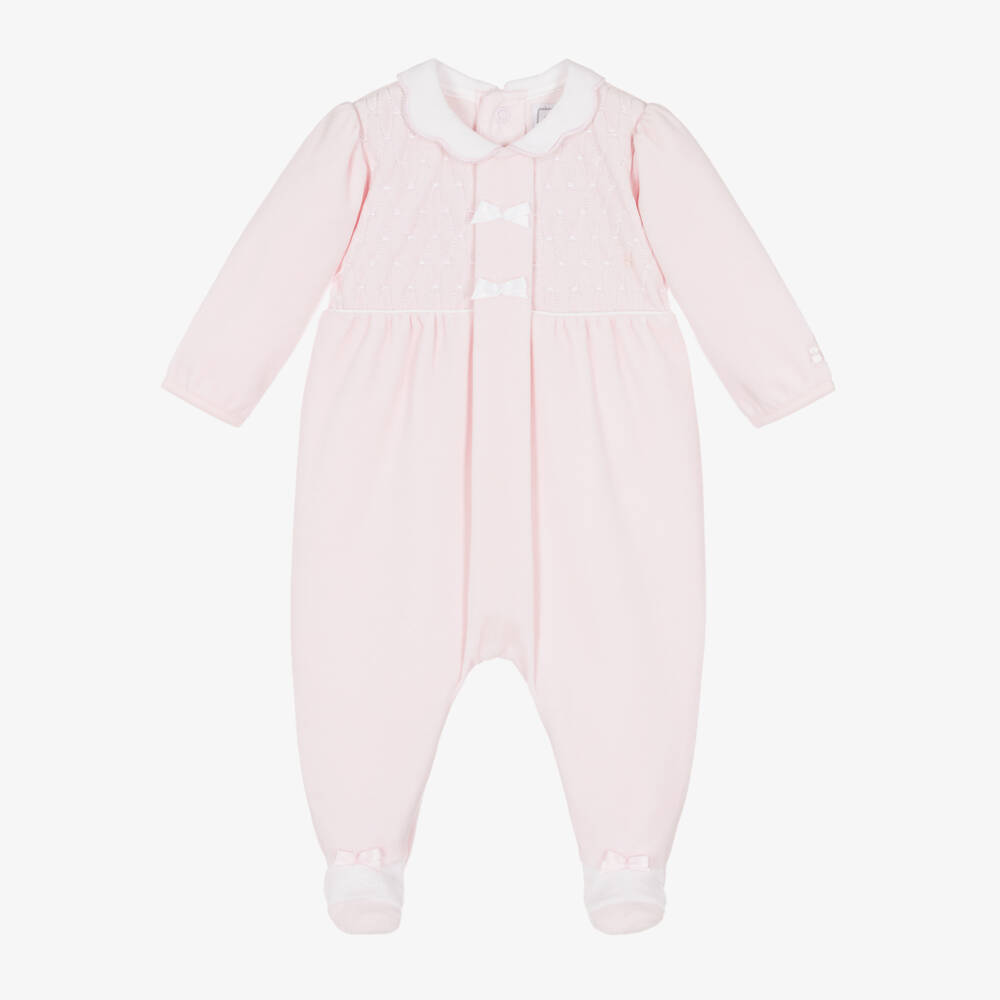 Emile et Rose-Girls Soft Pink Velour Onesie | Childrensalon Outlet