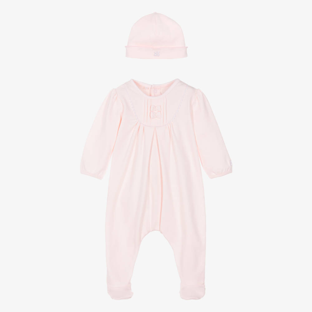 Emile et Rose-Girls Soft Rose Babygrow & Cap Set | Childrensalon Outlet