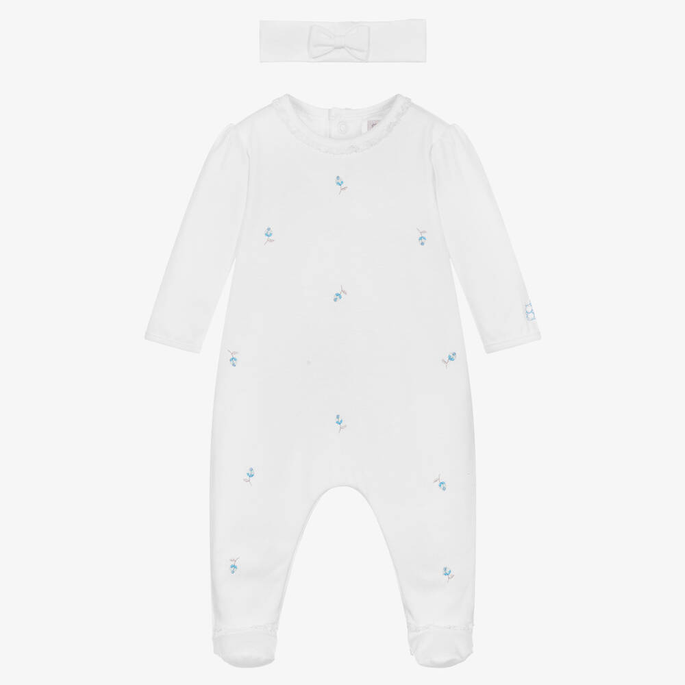 Emile et Rose-Белый комбинезон и повязка на голову из хлопка | Childrensalon Outlet