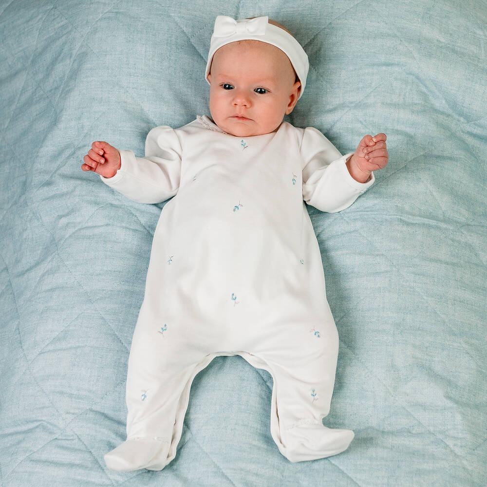 Emile et Rose-Girls White Cotton Babygrow Set | Childrensalon Outlet