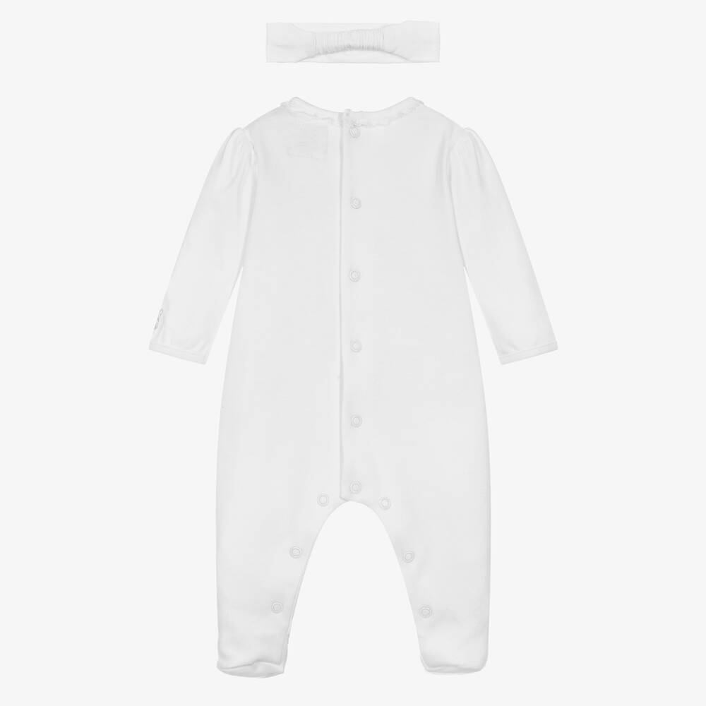 Emile et Rose-Girls White Cotton Babygrow Set | Childrensalon Outlet
