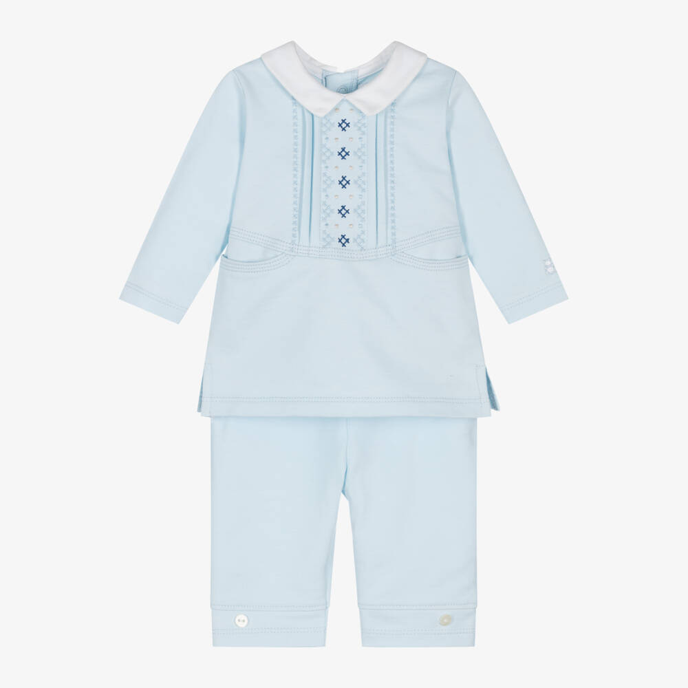 Emile et Rose-Infant Boys Pale Blue Embroidered Set | Childrensalon Outlet