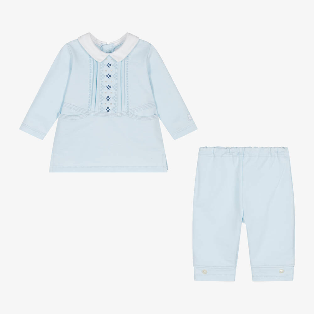 Emile et Rose-Infant Boys Pale Blue Embroidered Set | Childrensalon Outlet