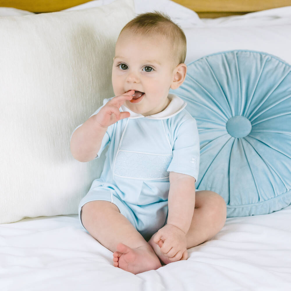 Emile et Rose-Infant Boys Sky Cotton Romper | Childrensalon Outlet
