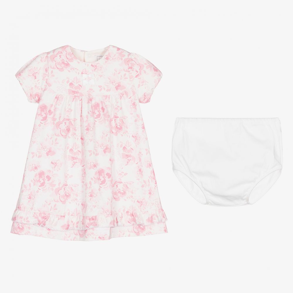 Emile et Rose-Розовое хлопковое платье в цветочек и повязка на голову | Childrensalon Outlet
