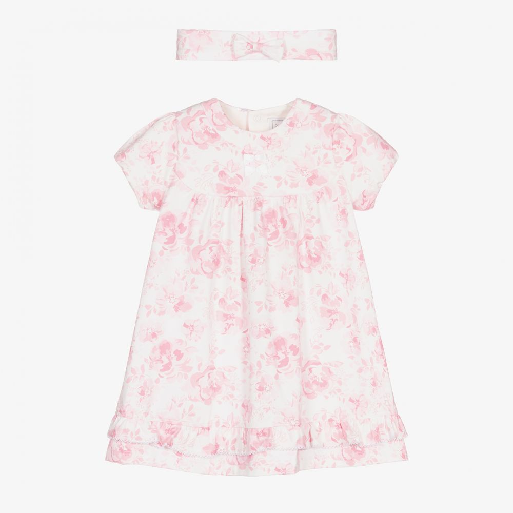 Emile et Rose - Baumwollkleid-Set mit rosa Blumen-Print  | Childrensalon