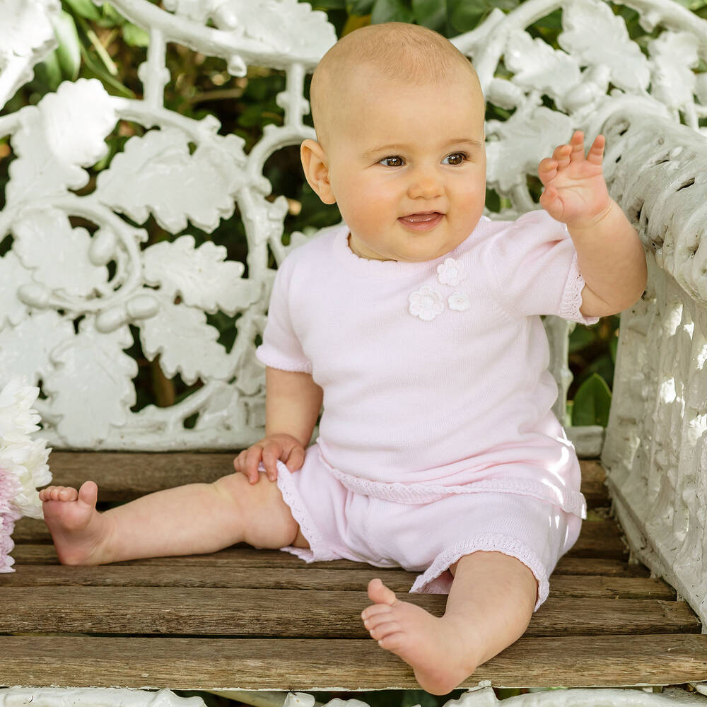 Pink knit shorts 2025