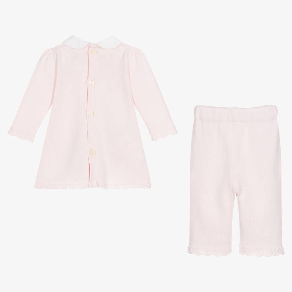 Emile et Rose - Pink Knitted Baby Trouser Set | Childrensalon Outlet