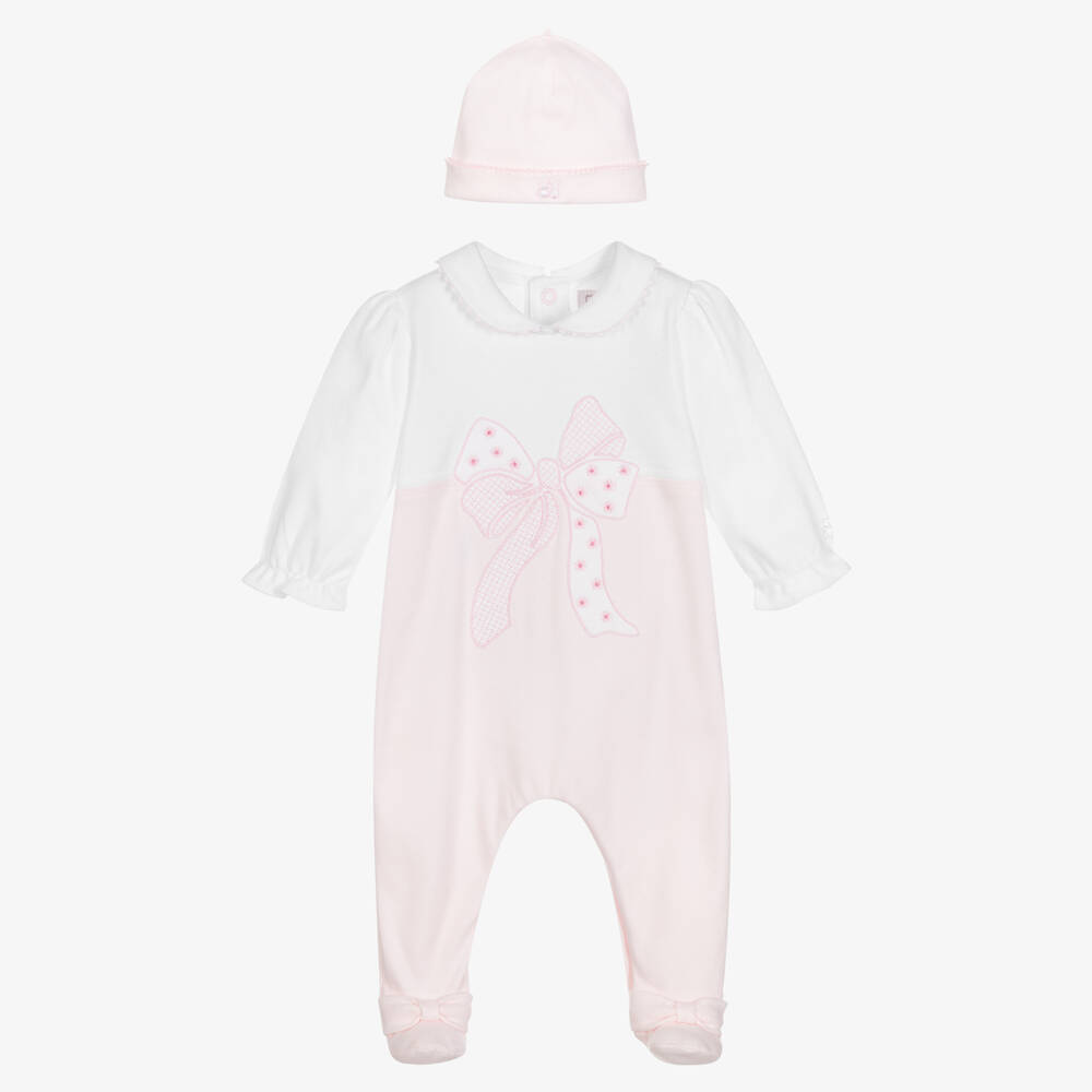 Emile et Rose - Pink & White Babygrow Set | Childrensalon