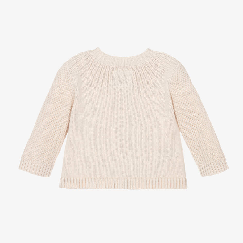 Emile et Rose-Soft Beige Cotton Knit Cardigan | Childrensalon Outlet