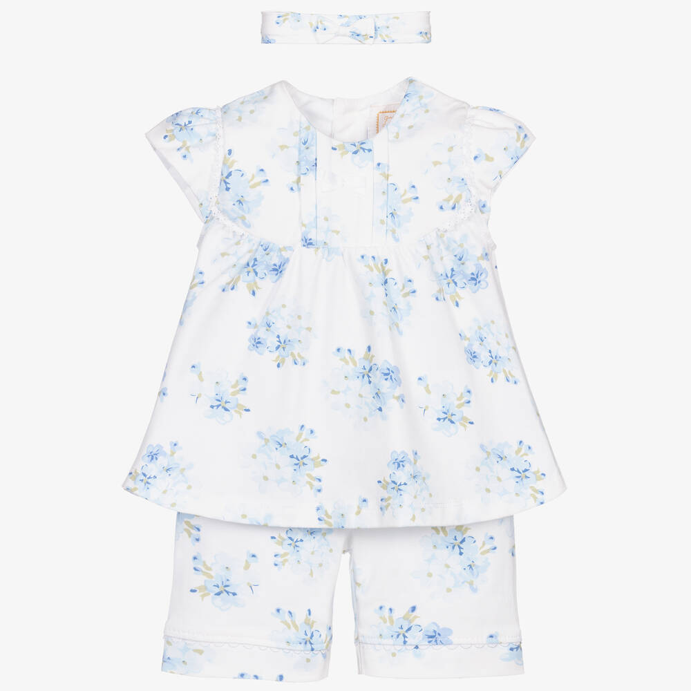 Emile et Rose - Бело-голубой комплект с шортами для малышей | Childrensalon