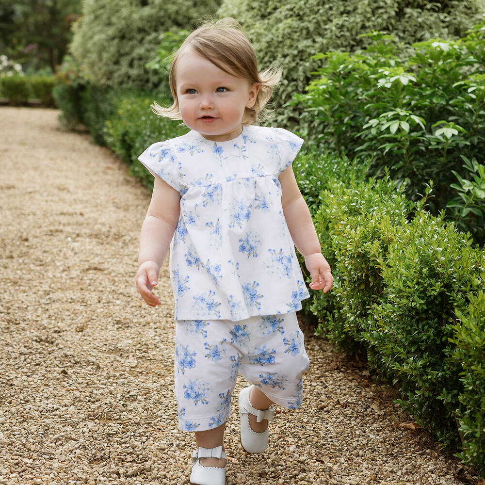 Emile et Rose-White & Blue Baby Shorts Set | Childrensalon Outlet