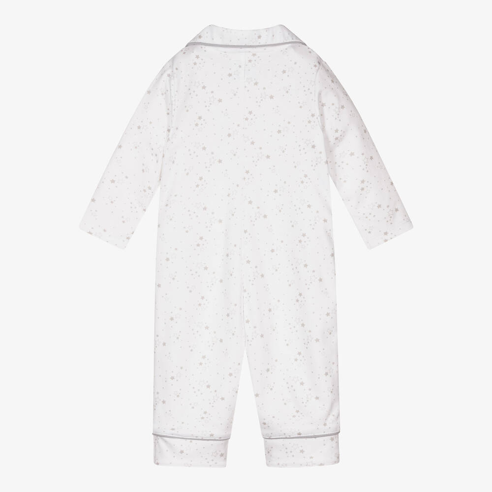 Emile et Rose-White & Grey Cotton Babysuit | Childrensalon Outlet