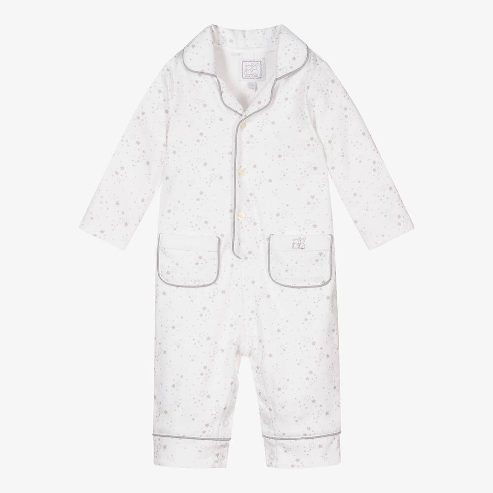 Emile et Rose - Combinaison blanche grise coton | Childrensalon