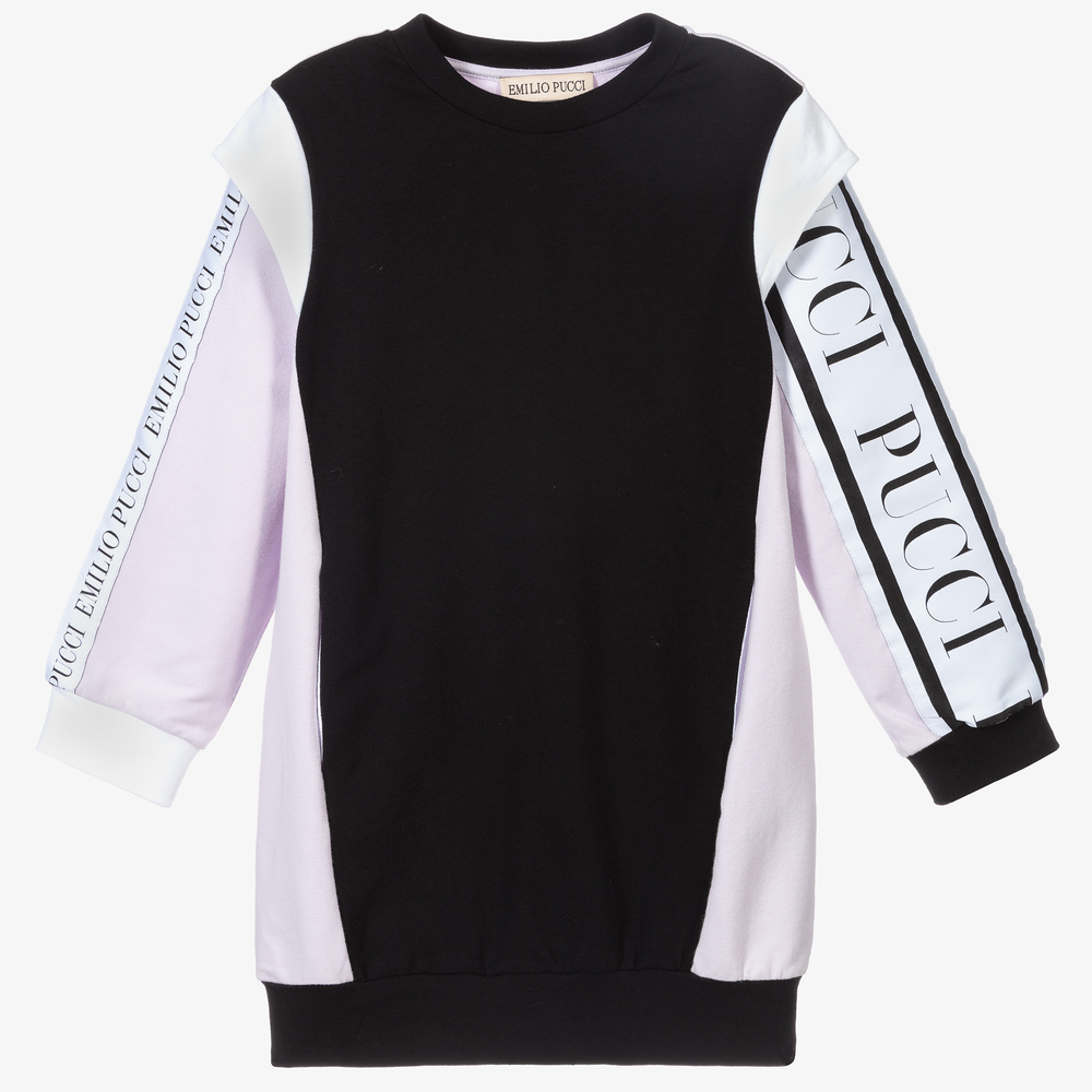 PUCCI - Black & Lilac Sweatshirt Dress | Childrensalon