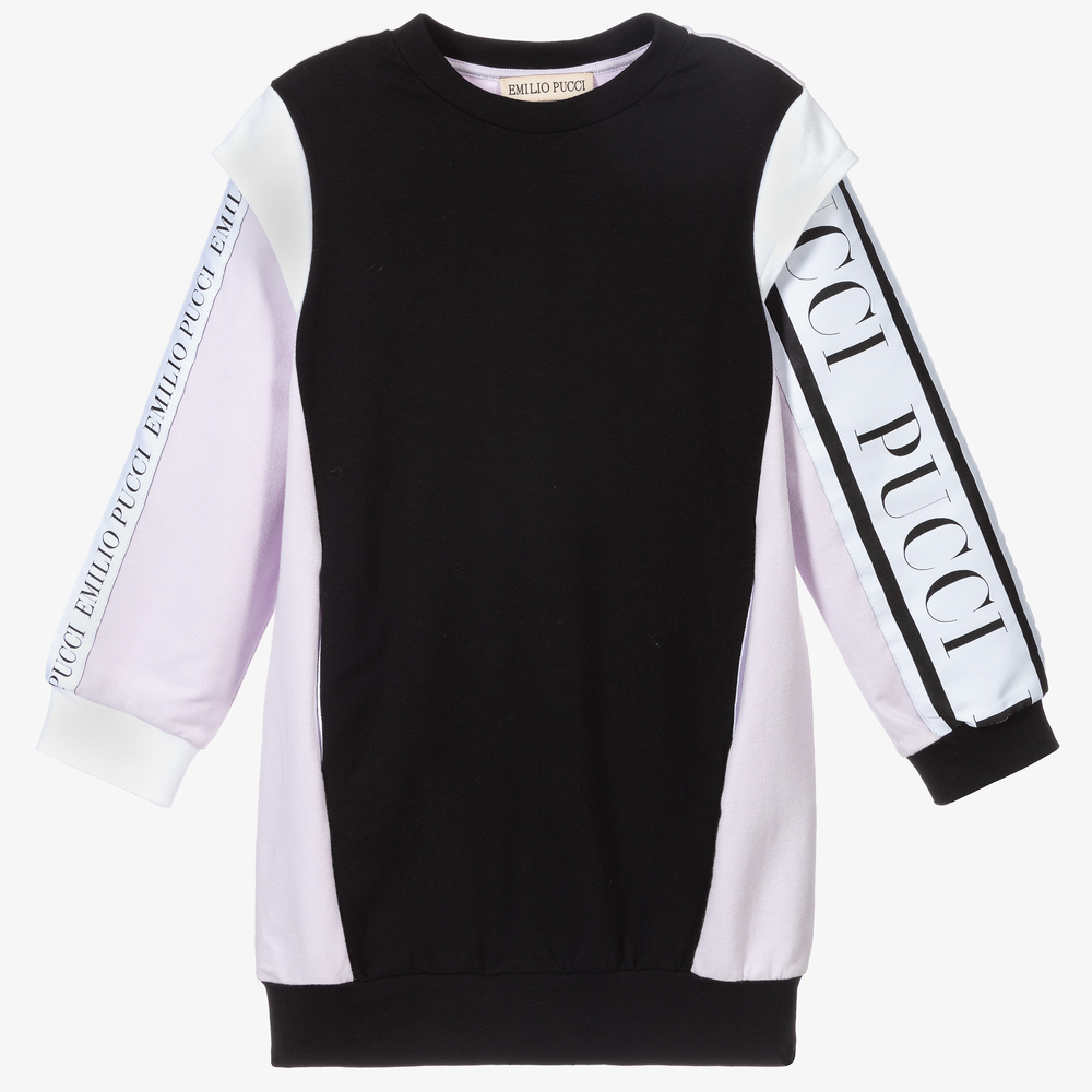 PUCCI Black Lilac Sweatshirt Dress Childrensalon Outlet