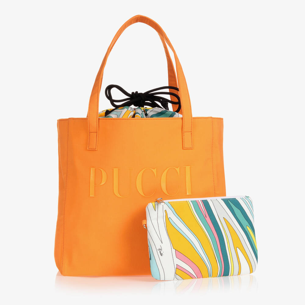 PUCCI - Girls Orange Lance Bag (30cm) | Childrensalon