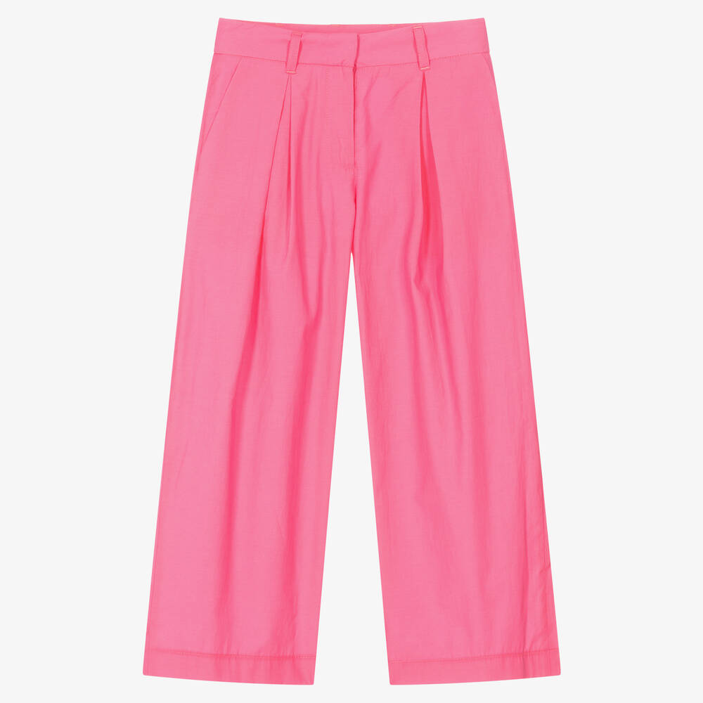 PUCCI - Girls Pink Cotton Trousers | Childrensalon