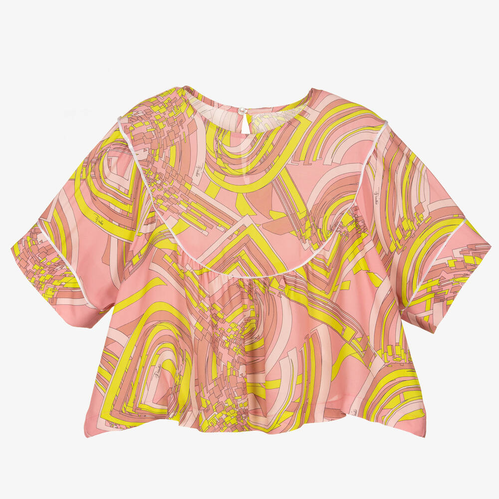 PUCCI - Розовая блузка с принтом Esploso для девочек | Childrensalon