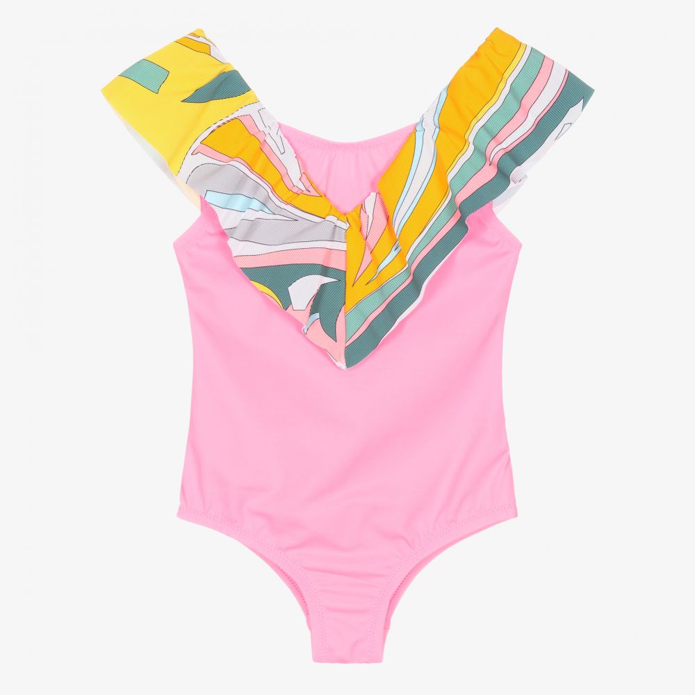 PUCCI - Girls Pink Lance Swimsuit | Childrensalon
