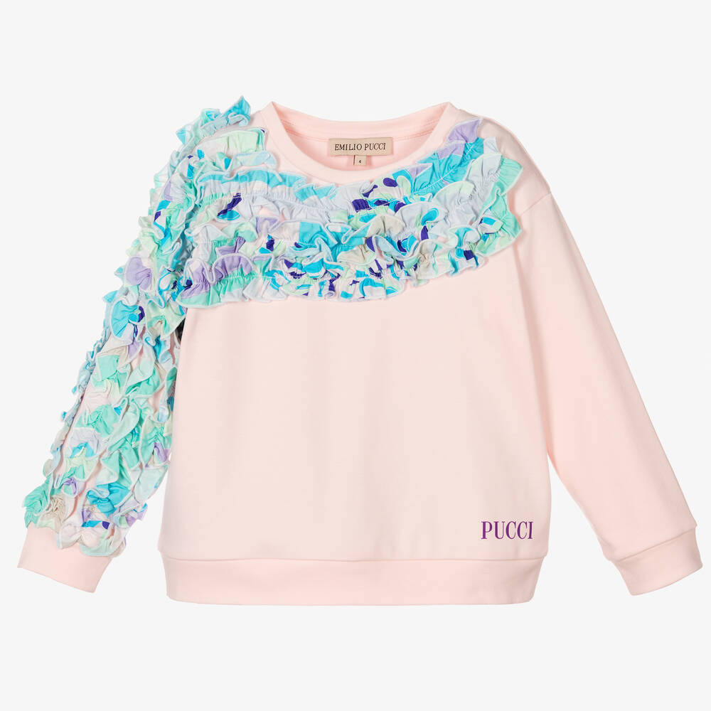 PUCCI - Girls Pink Lilly Sweatshirt | Childrensalon