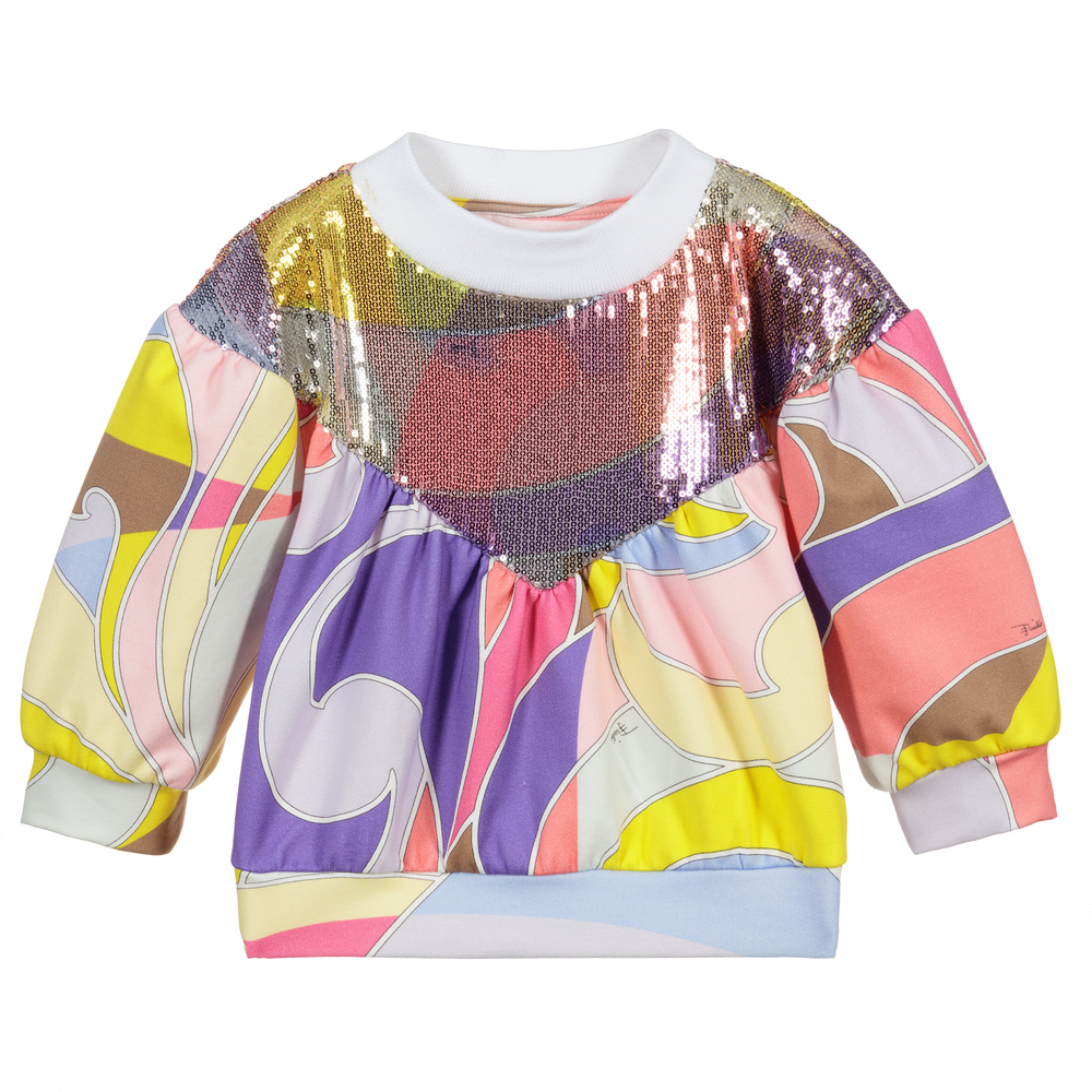 PUCCI - Girls Pink & Yellow Sweatshirt | Childrensalon