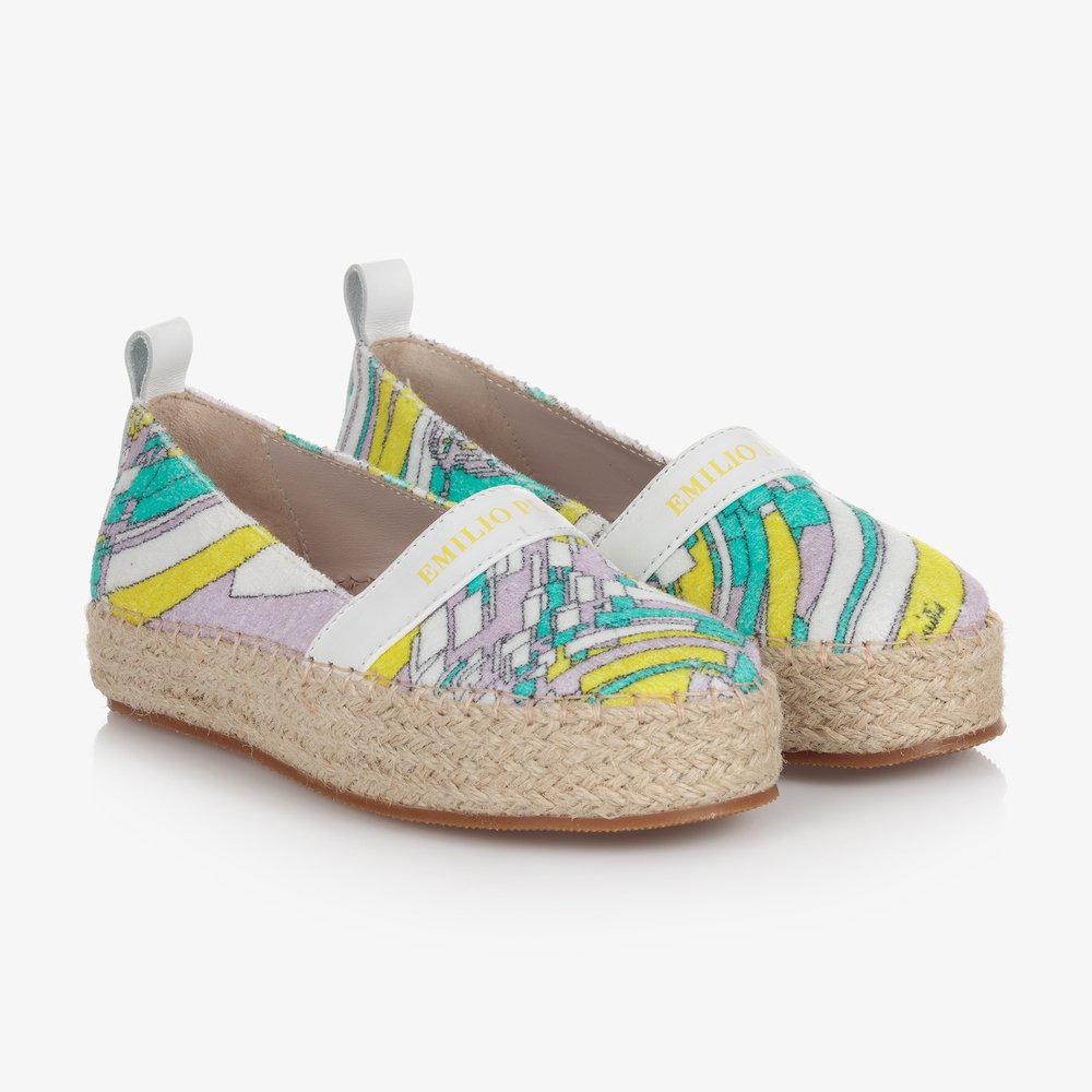 PUCCI - Girls White Esploso Espadrilles | Childrensalon