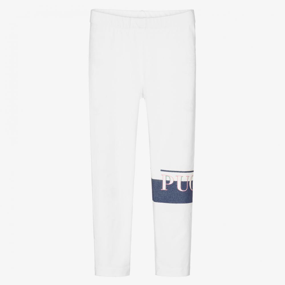 PUCCI - Girls White Logo Leggings | Childrensalon