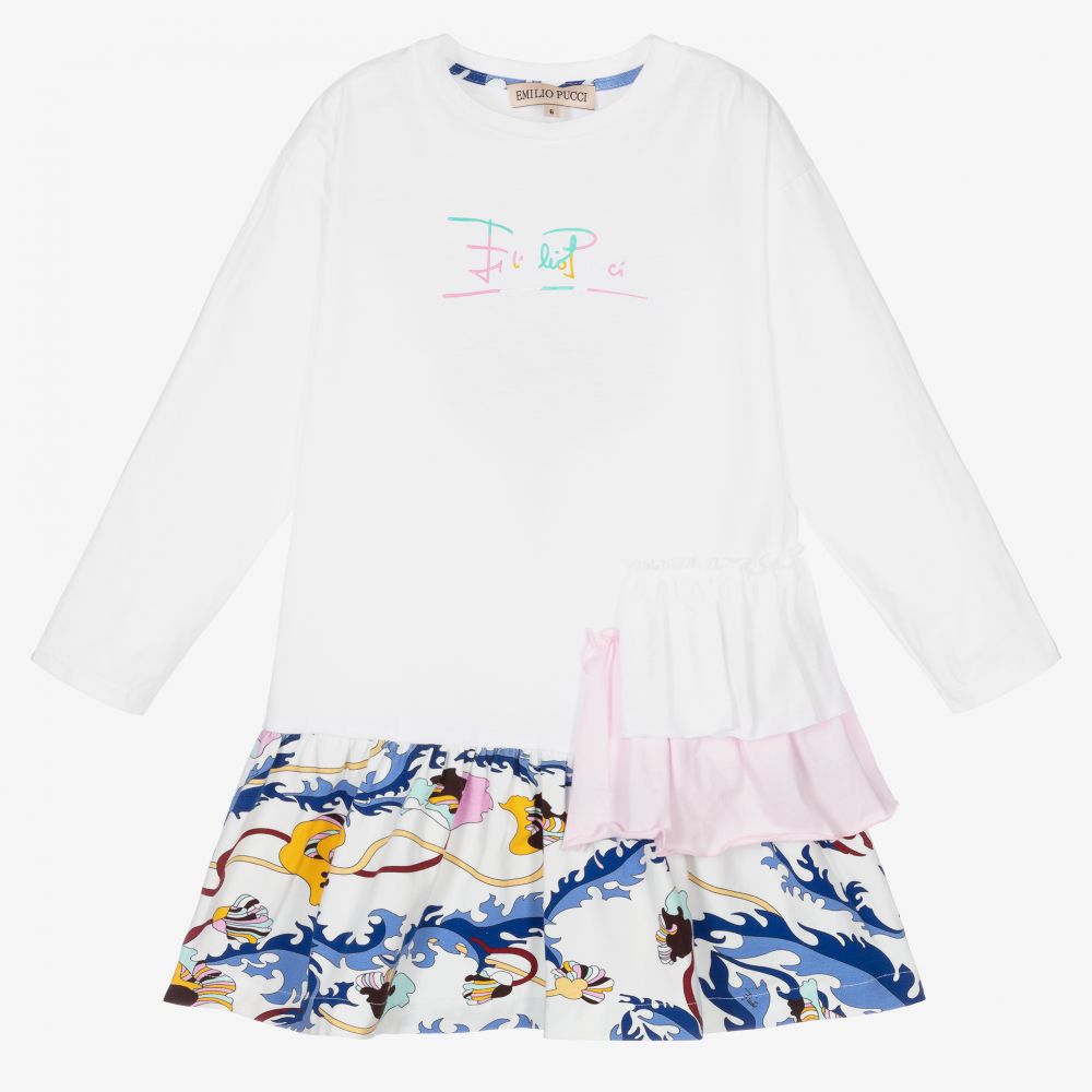 PUCCI - Robe blanche Ranuncoli Fille | Childrensalon