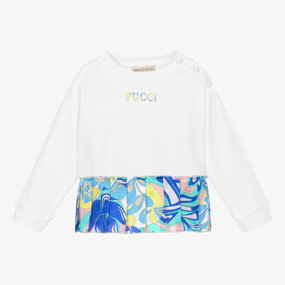 PUCCI - Белый свитшот из хлопка для девочек | Childrensalon