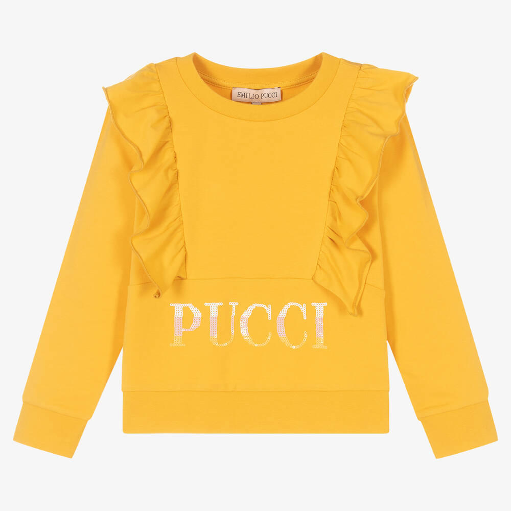 PUCCI - Girls Yellow Logo Sweatshirt | Childrensalon