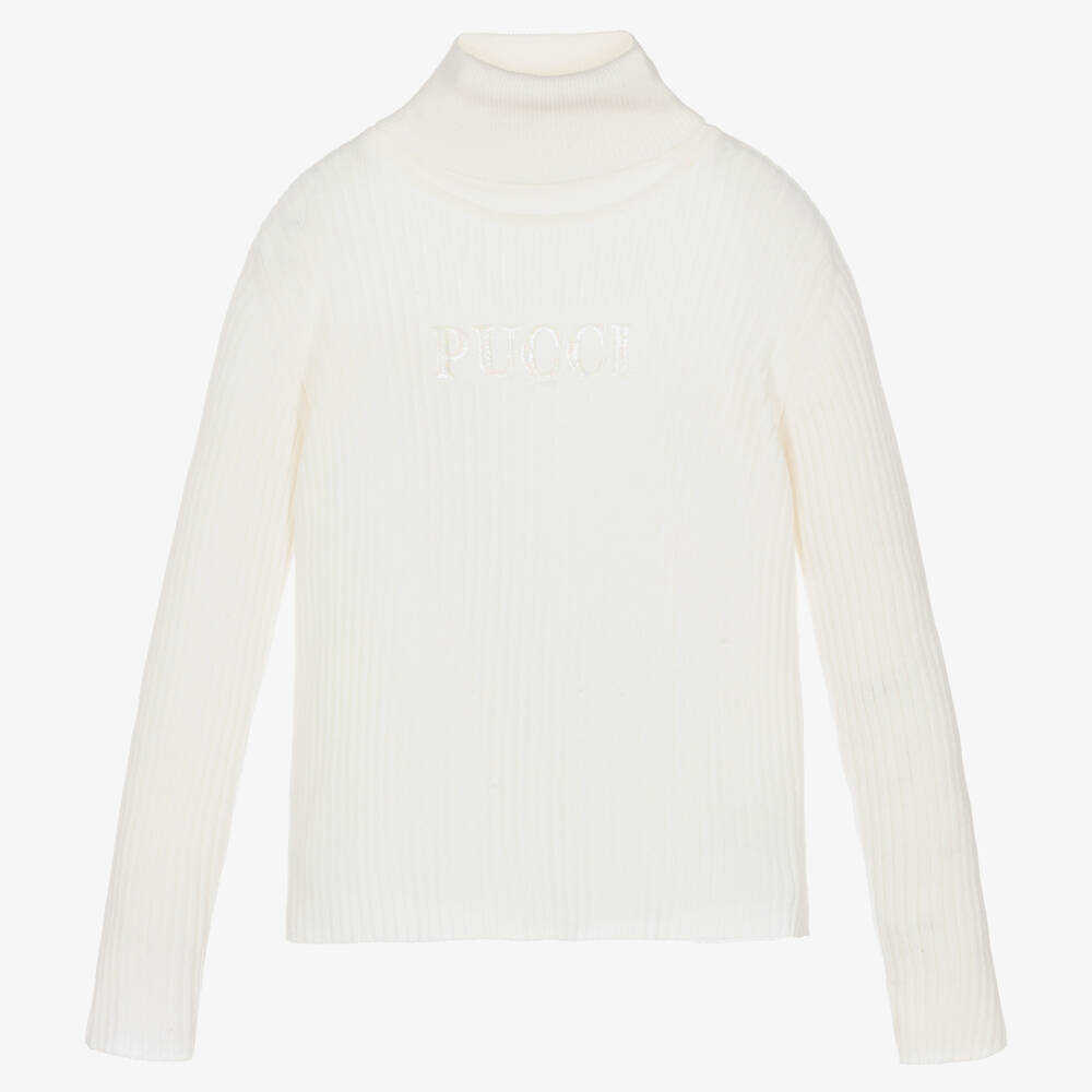 PUCCI - Ivory Lilly Roll Neck Sweater | Childrensalon