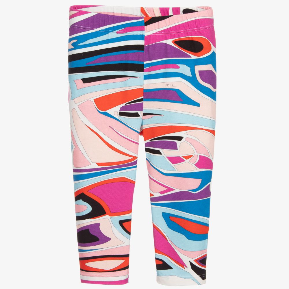 PUCCI - Pink & Purple Cotton Leggings | Childrensalon