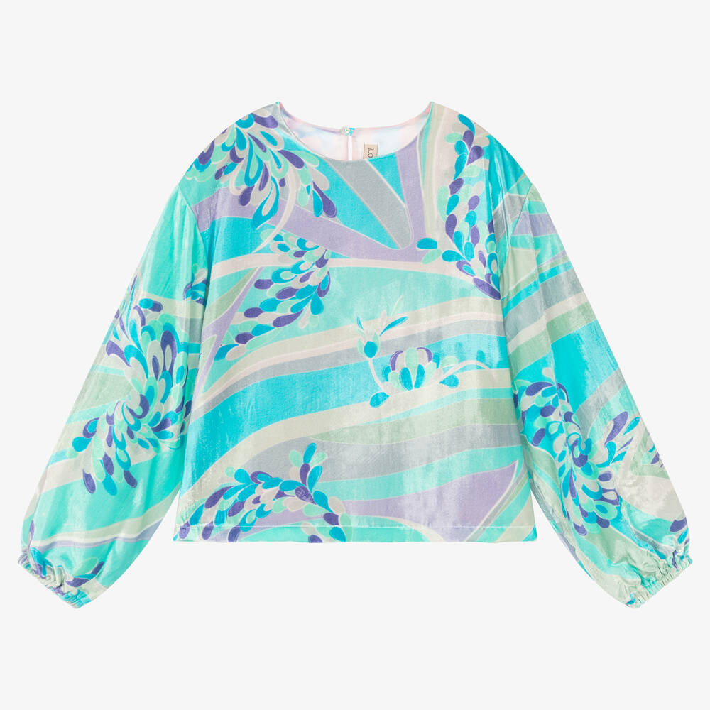 PUCCI - Haut bleu en velours Lilly ado | Childrensalon