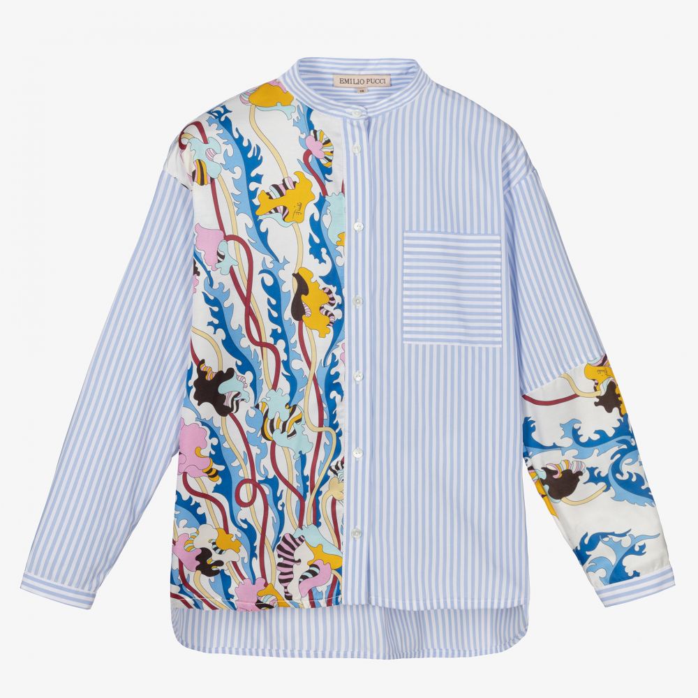 PUCCI - Chemise bleue Ranuncoli Ado | Childrensalon