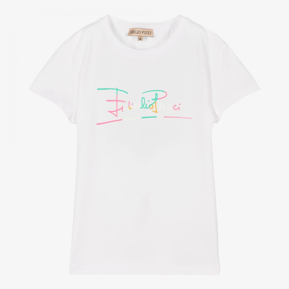 PUCCI - Weißes Teen T-Shirt für Mädchen | Childrensalon