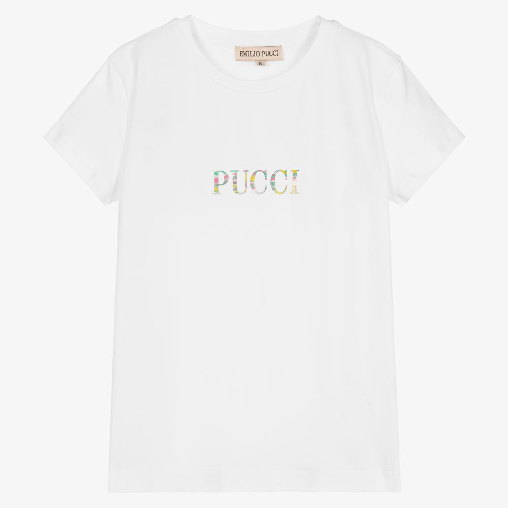 PUCCI - Weißes Teen T-Shirt für Mädchen | Childrensalon