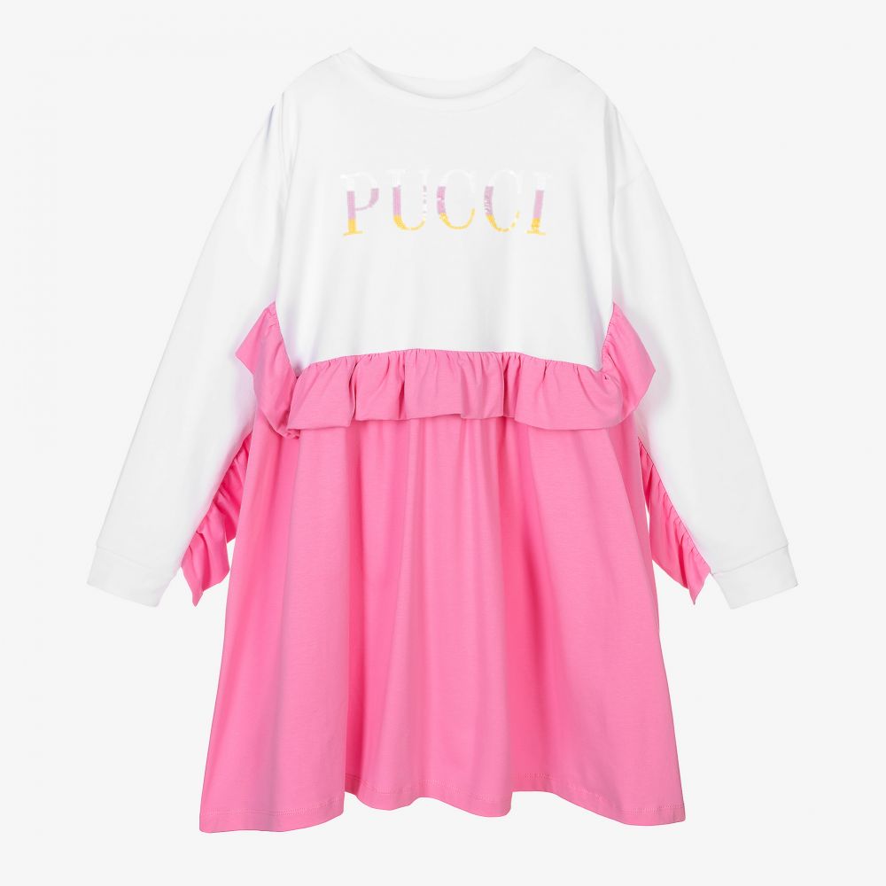 PUCCI - Robe rose et blanche Ado | Childrensalon