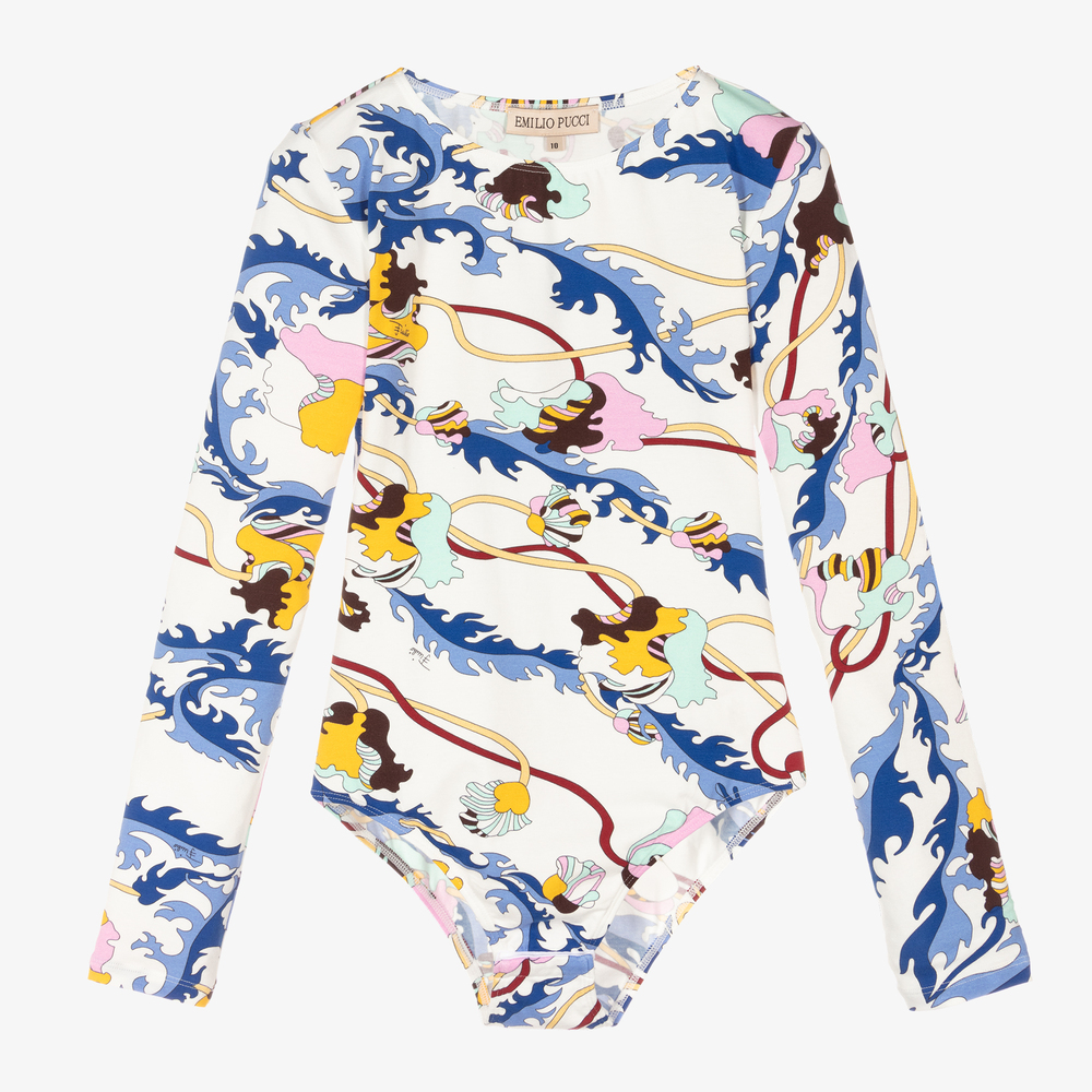 PUCCI - Body blanc Ranuncoli Ado | Childrensalon