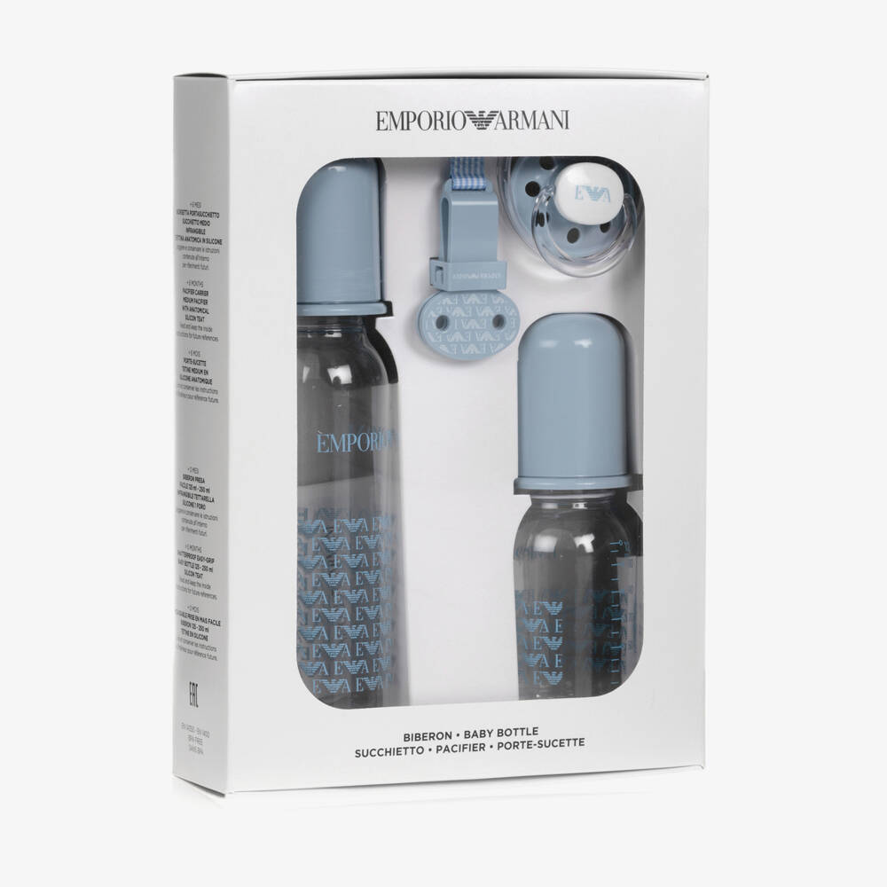 Emporio Armani-Baby Boys 4 Piece Blue Bottle Set | Childrensalon Outlet