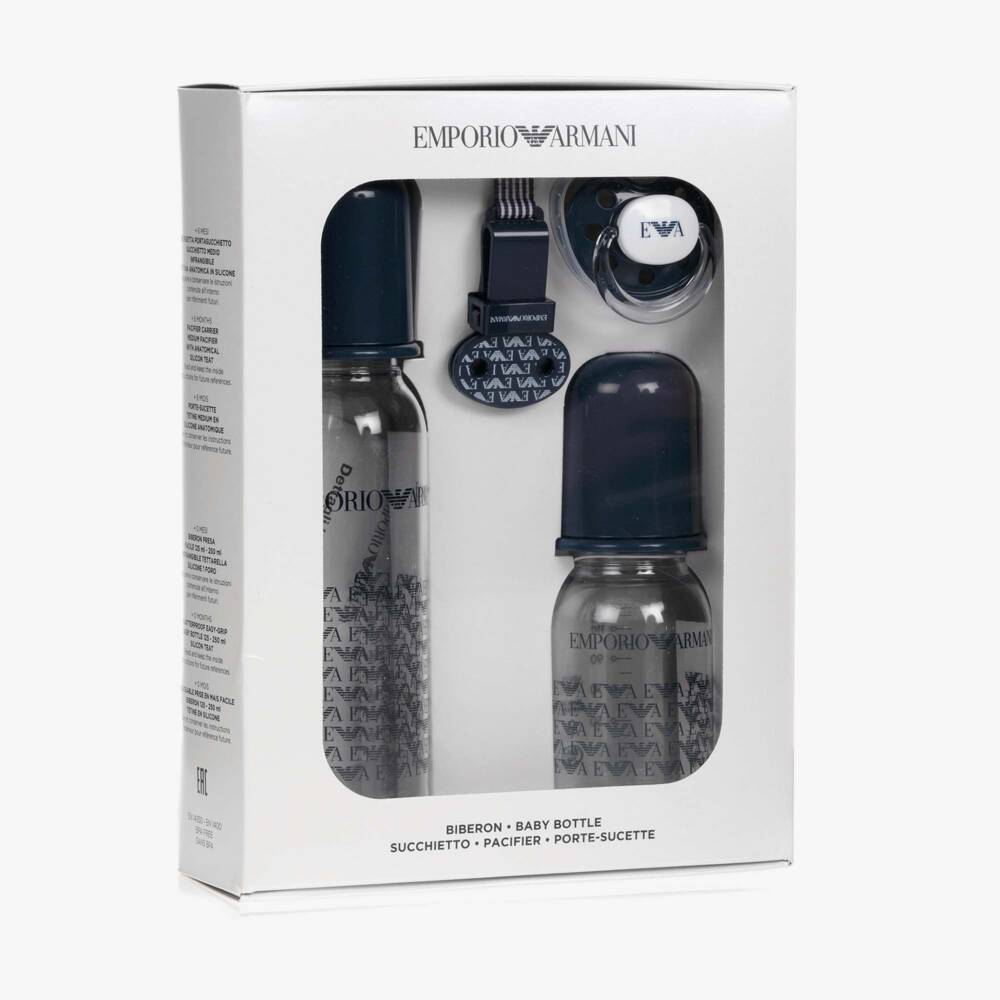 Emporio Armani-Baby Boys 4 Piece Navy Blue Bottle Set | Childrensalon Outlet