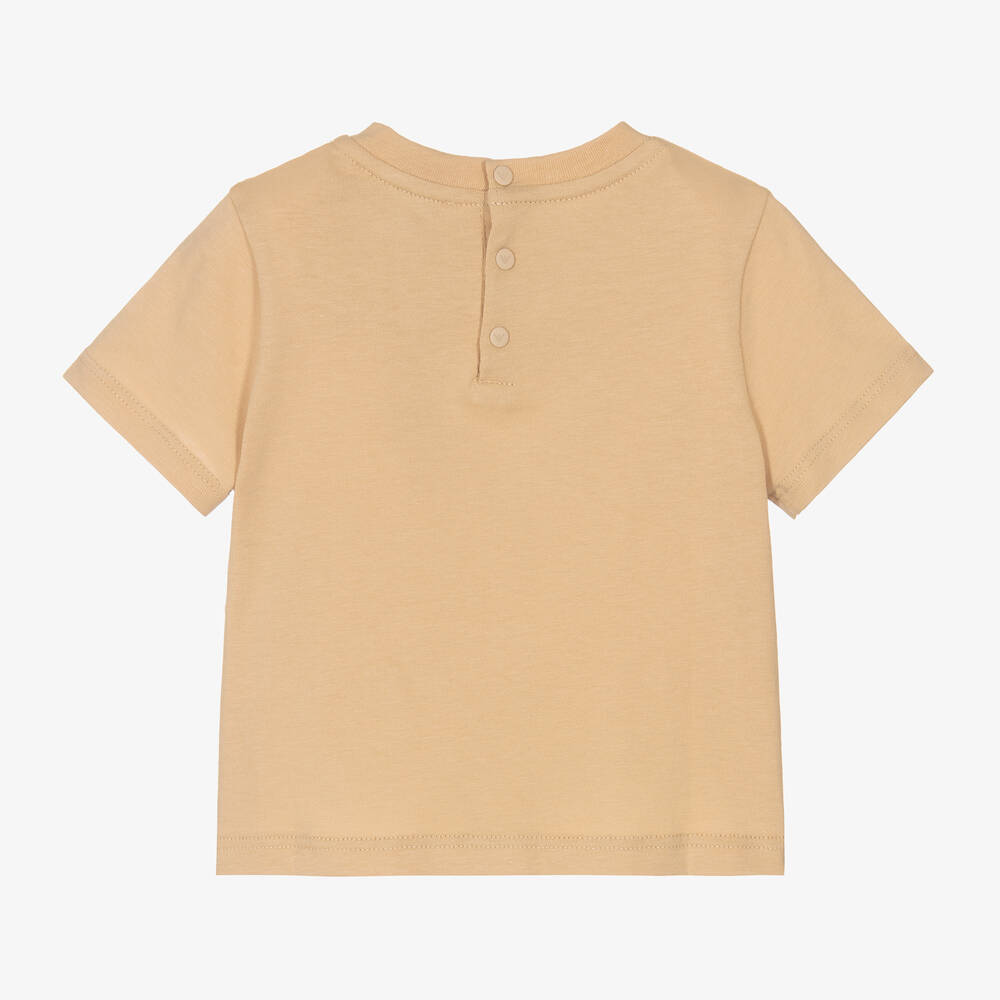 Emporio Armani-Бежевая хлопковая футболка EA для малышей | Childrensalon Outlet
