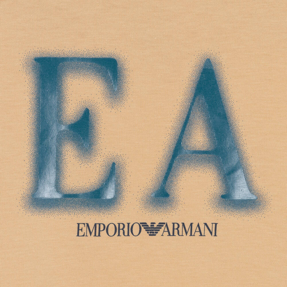 Emporio Armani-Бежевая хлопковая футболка EA для малышей | Childrensalon Outlet