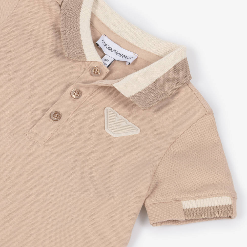 Emporio Armani-Бежевая рубашка поло с логотипом | Childrensalon Outlet