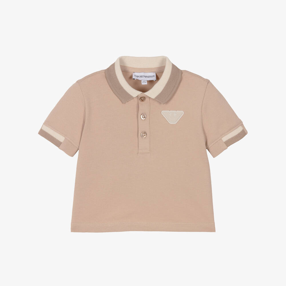 Emporio Armani-Бежевая рубашка поло с логотипом | Childrensalon Outlet