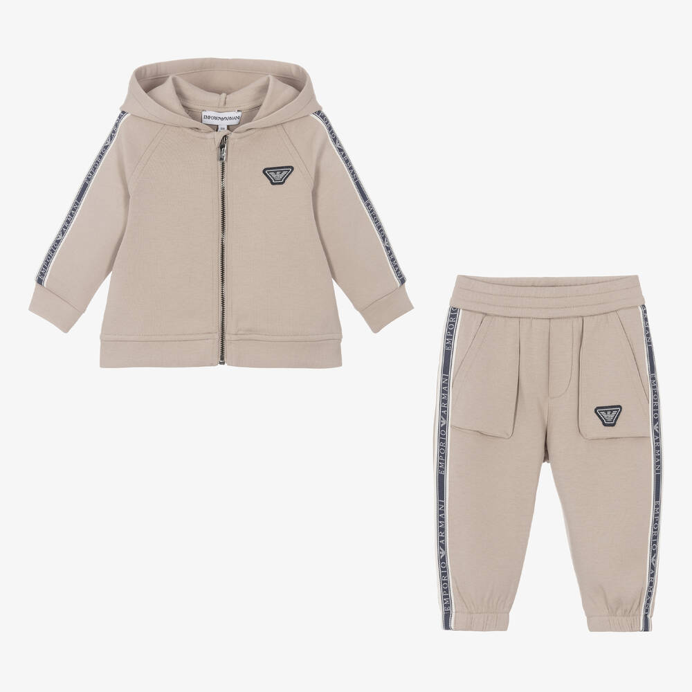 Emporio Armani-Baby Boys Beige Tracksuit | Childrensalon Outlet