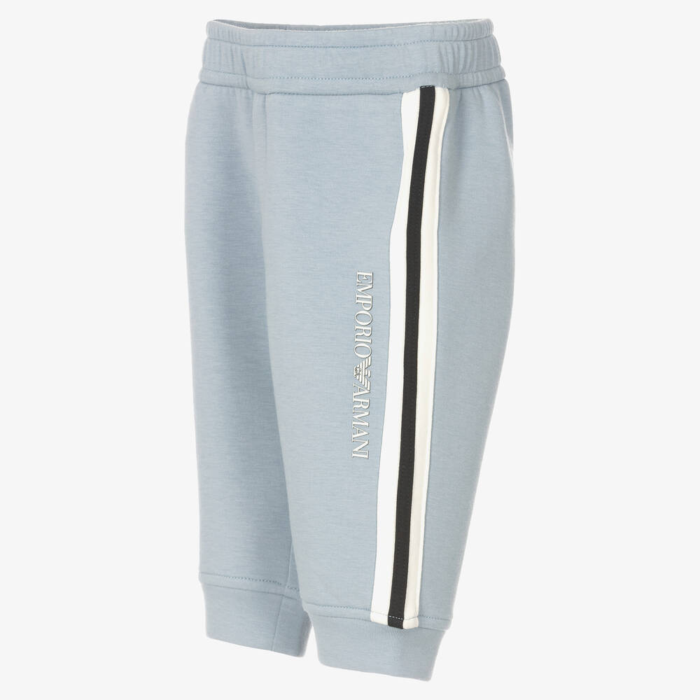 Emporio Armani-Baby Boys Blue Cotton Logo Joggers | Childrensalon Outlet